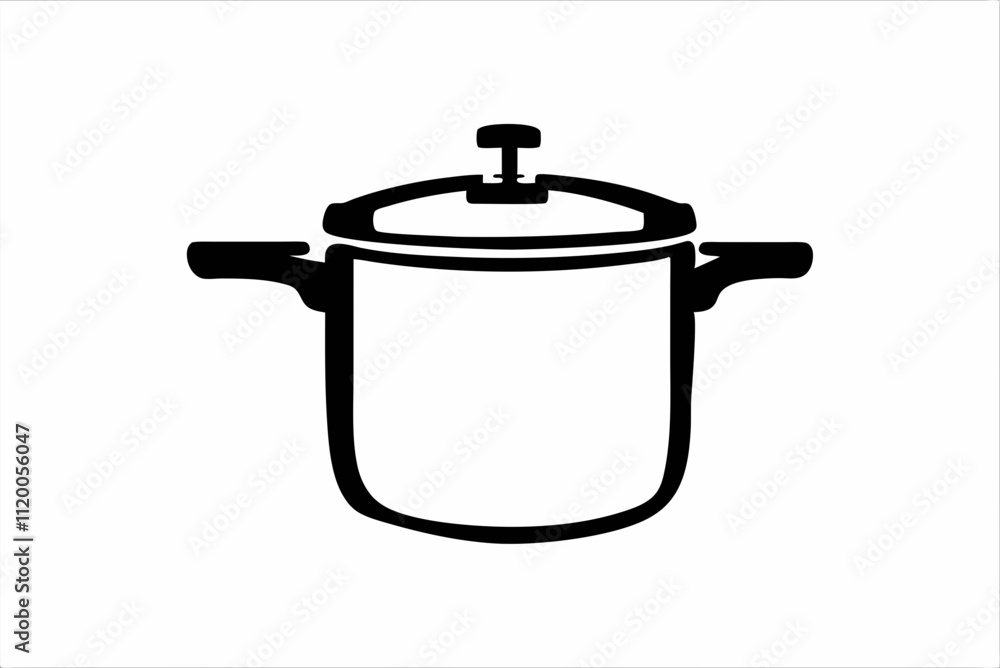 Silhouette Design of a Pressure Cooker with Cylindrical Body and Safety Valve in a Minimalist Kitchen Appliance Style Silhouette Design of a Pressure Cooker with Cylindrical Body and Safety Valve in a Minimalist Kitchen Appliance Style