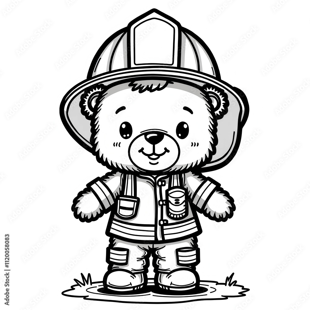 Fototapeta premium Cute Teddy Bear Firefighter In Uniform