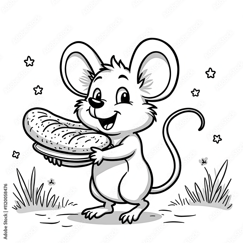 Happy Mouse Holding Giant Hot Dog Snack Happy Mouse Holding Giant Hot Dog Snack