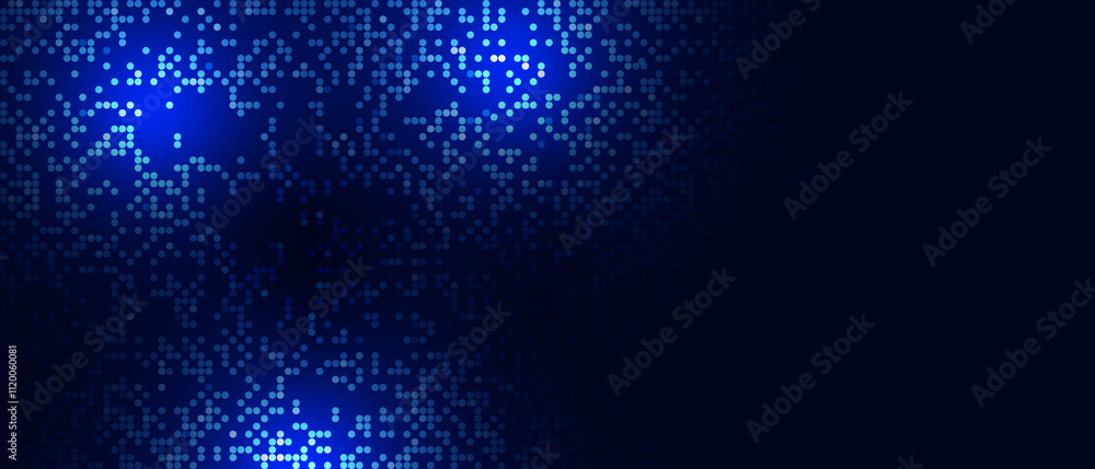 Obraz premium Digital blue dots in dark background