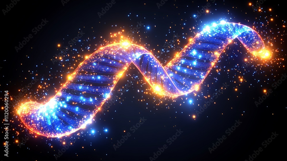 Glowing DNA double helix structure. Glowing DNA double helix structure.
