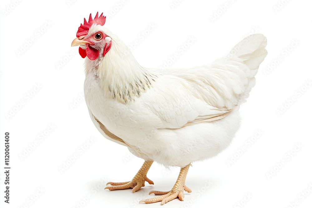 Fototapeta premium High Detail Image of White Chicken Isolated on White Background,Animal