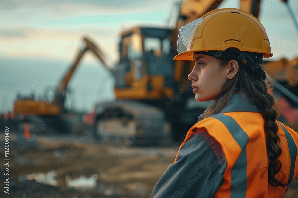 female worker road construction female worker road construction