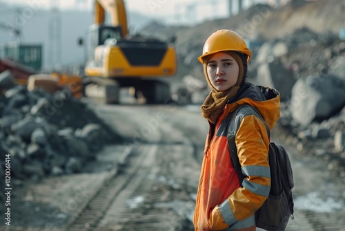 female worker road construction