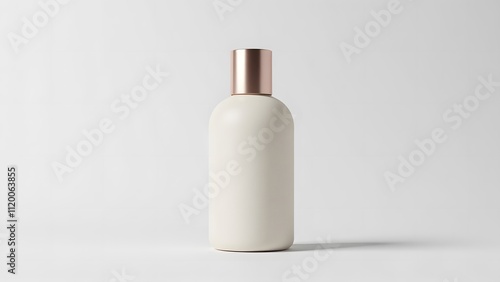 Elegant Cream Bottle with Rose Gold Cap: Minimalist Product Mockup