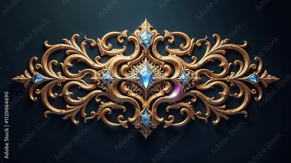 Ornate Gold and Blue Jewel Baroque Design Ornate Gold and Blue Jewel Baroque Design