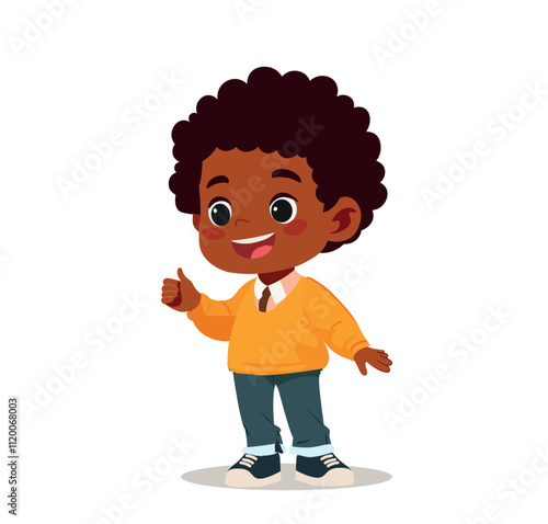 little boy show agreement with thumb up hand gesture