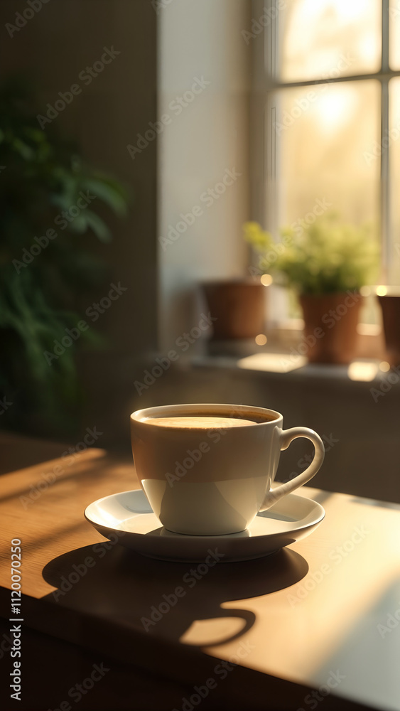 Fototapeta premium Chaga Mushroom Coffee in Morning Light