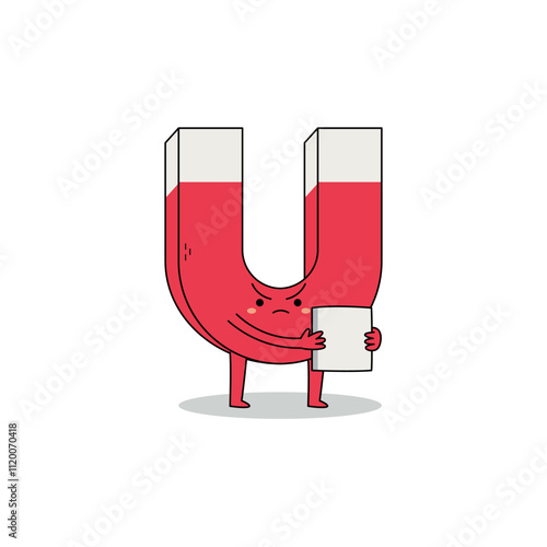 Cute magnet cartoon character angry reading document paper doodle