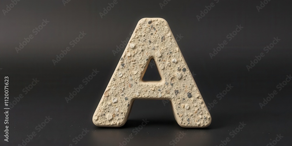 A textured stone letter 'A' with a triangular cutout, ideal for adding a touch of uniqueness to any educational or decorative setting, letter A, educational, alphabet A textured stone letter 'A' with a triangular cutout, ideal for adding a touch of uniqueness to any educational or decorative setting, letter A, educational, alphabet