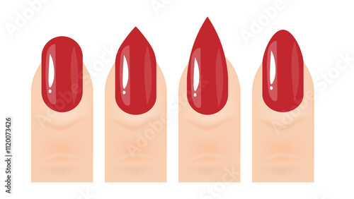 Vector illustration woman finger with maroon nail art