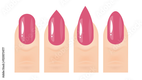 Vector illustration woman finger with pink or peach nail art