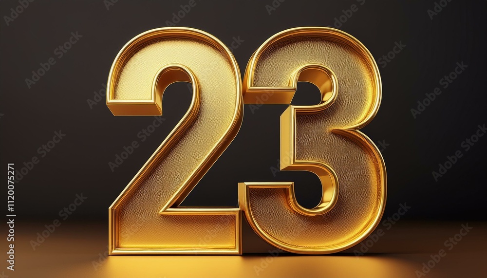 23 golden 3d render symbol, copy space. Generated image 23 golden 3d render symbol, copy space. Generated image
