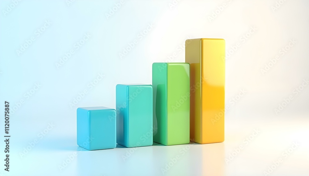 3D render of a colorful bar chart icon, isolated on a transparent background, featuring bars in blue create with ai 3D render of a colorful bar chart icon, isolated on a transparent background, featuring bars in blue create with ai