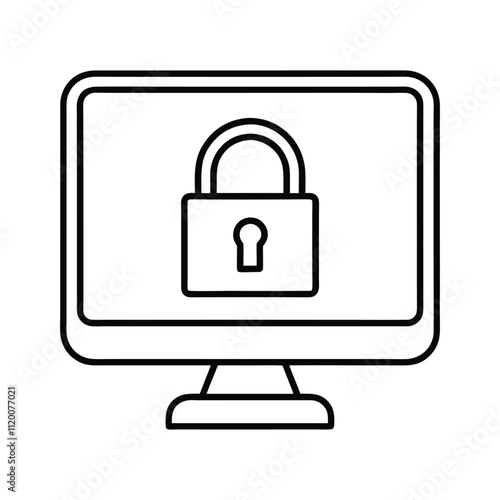 Cybersecurity Lock Icon - Network Security, Encryption, and Data Protection for Online Safety 