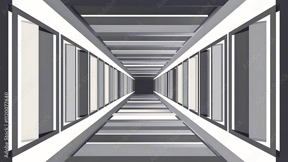 Obraz premium A digital abstract artwork featuring a series of concentric rectangular frames that create a tunnel-like effect.