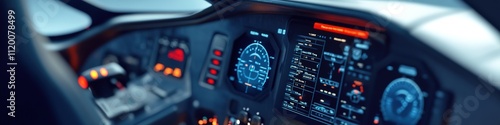 Futuristic cockpit dashboard with glowing controls