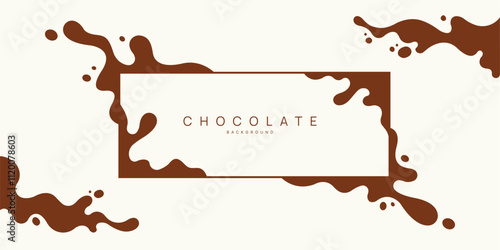 Chocolate background of Modern poster, dynamic splashes and drops. Vector illustration in a flat style of minimalism	