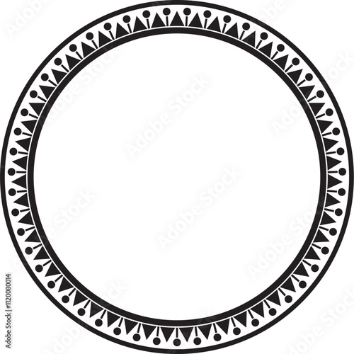 Vector black monochrome round turkish ornament. Ottoman circle, ring, frame.