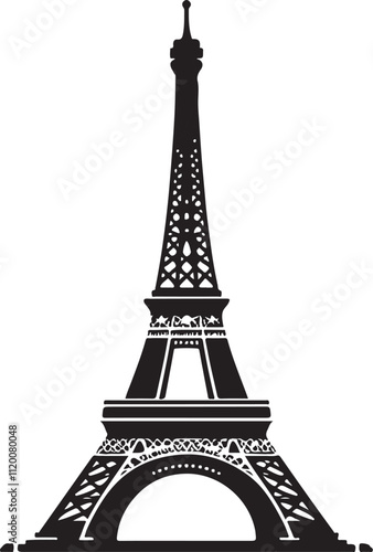 Eiffel tower black on a white background