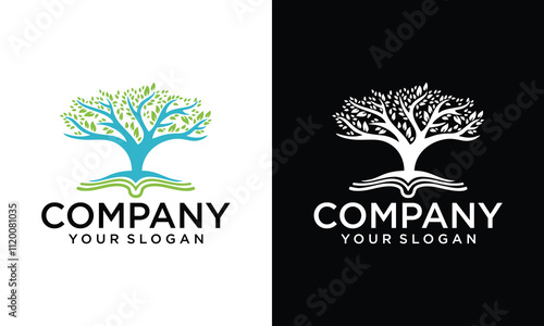 Creative Detailed tree with book logo design