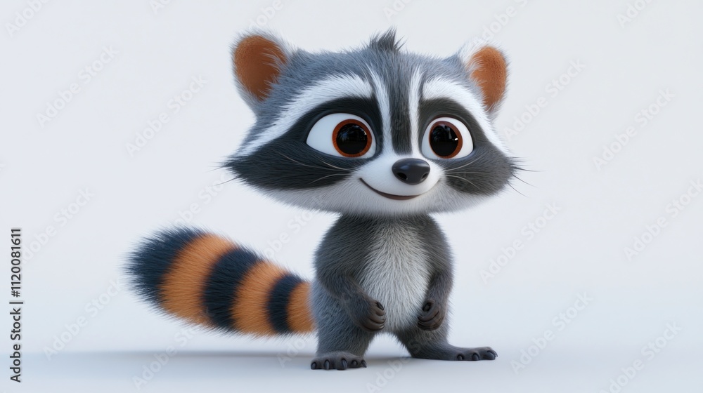 A cute, cartoonish raccoon character with large eyes and a playful expression. A cute, cartoonish raccoon character with large eyes and a playful expression.