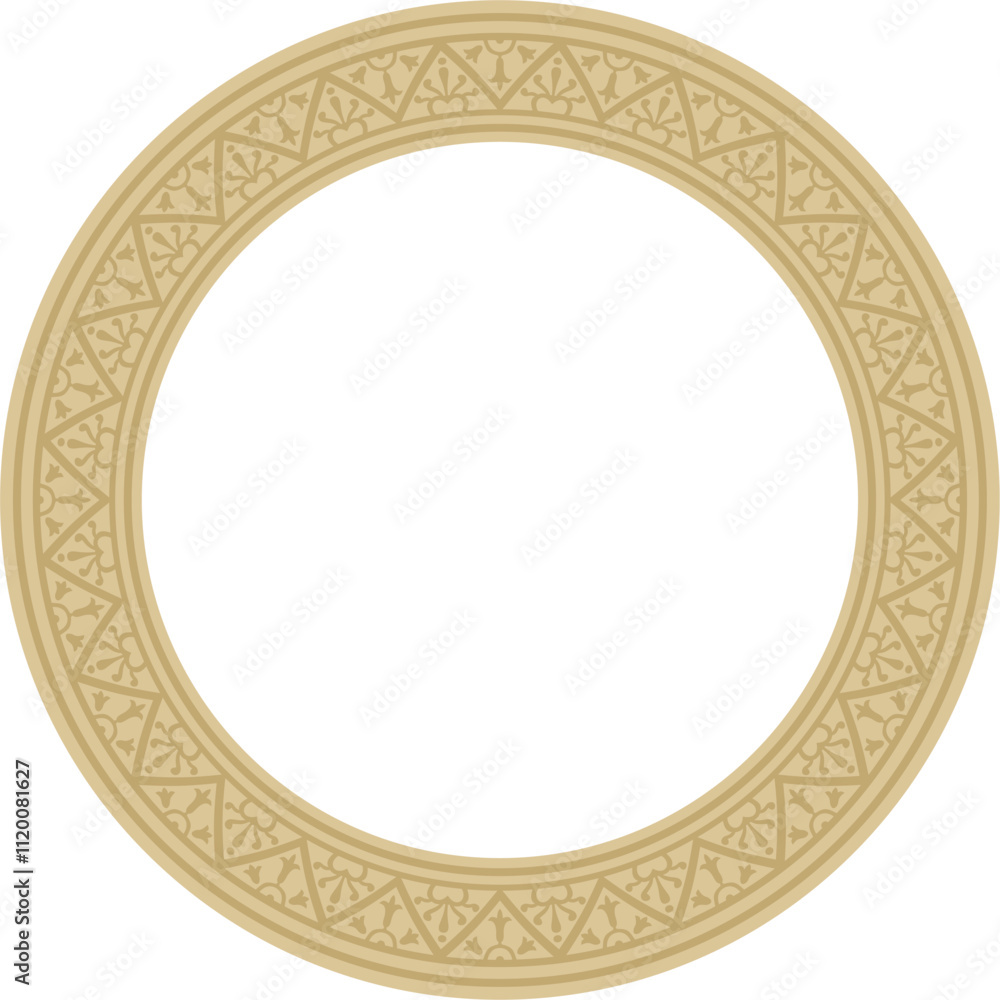 Vector round gold border, frame, Pompeii ring. Circle Neopolitan ornament. Art of Ancient Rome Vector round gold border, frame, Pompeii ring. Circle Neopolitan ornament. Art of Ancient Rome