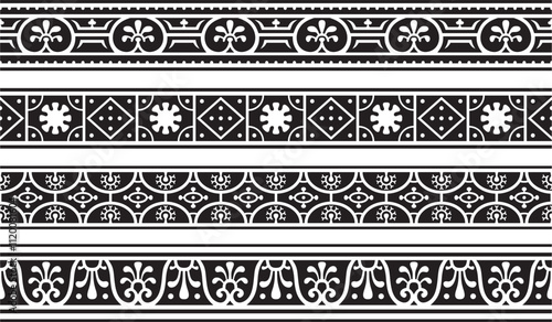 Vector seamless black monochrome border, Pompeii frame. Endless Neopolitan ornament. Art of Ancient Rome