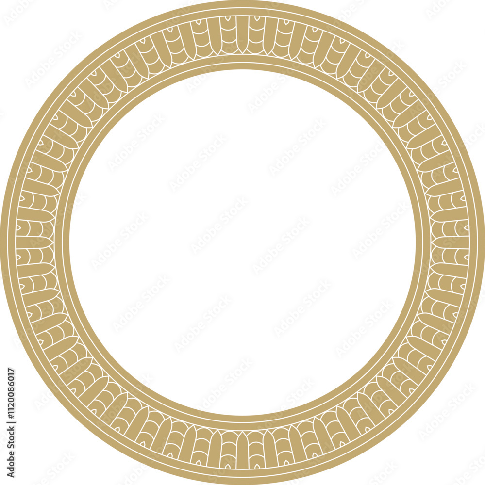 Vector golden round Egyptian ornament. Circle, frame, ring of ancient Egypt.Pattern of lotus flowers and sun Vector golden round Egyptian ornament. Circle, frame, ring of ancient Egypt.Pattern of lotus flowers and sun