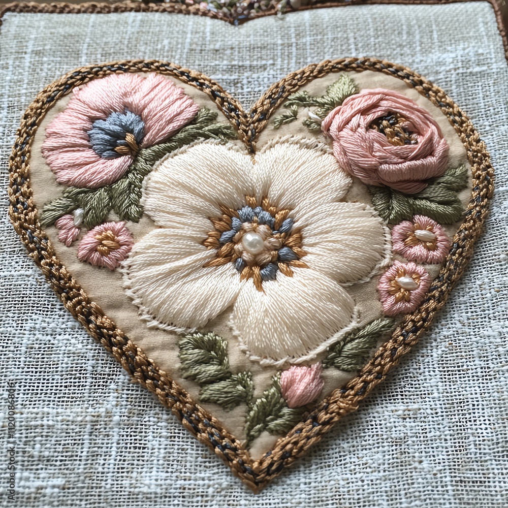 Heart Shape with a Delicate Embroidery Effect Heart Shape with a Delicate Embroidery Effect