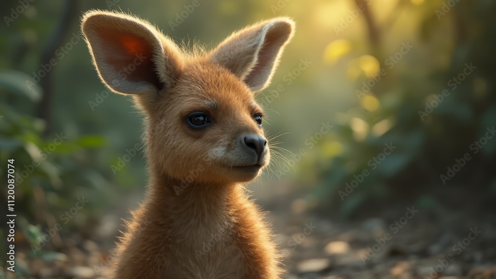 A small fawn is sitting in the woods looking at the camera A small fawn is sitting in the woods looking at the camera