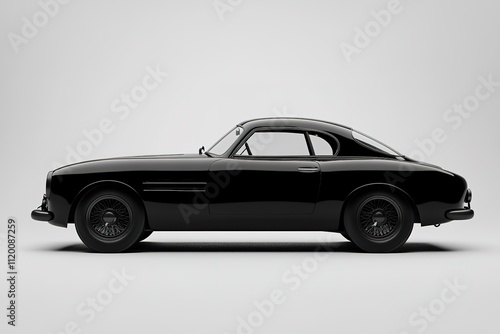 Black classic car profile on a gray background