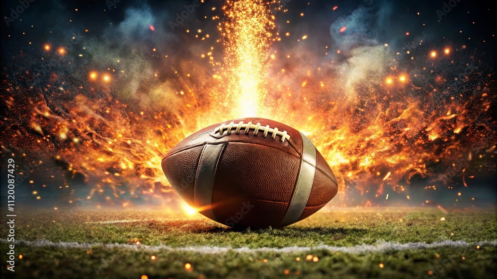 Explosive Action with Football on the Field Explosive Action with Football on the Field