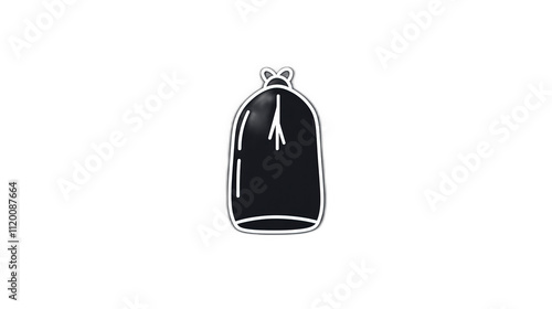 Obraz na płótnie Simple Black Trash Bag Icon with White Outline and Drawstring Closure w salonie