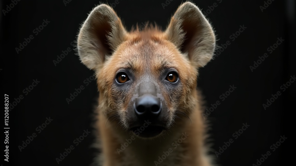 A close up of a dog's face with a black background A close up of a dog's face with a black background