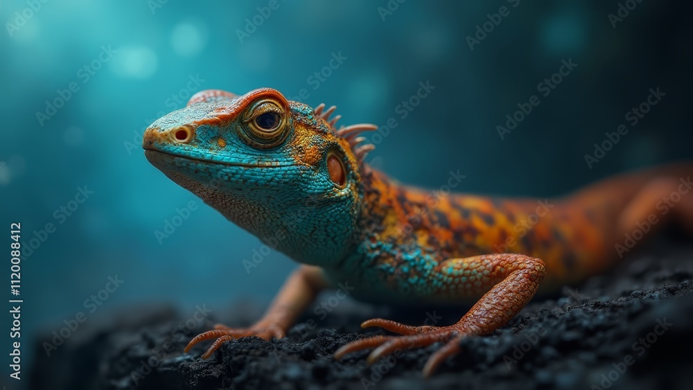 A colorful lizard sitting on top of a rock A colorful lizard sitting on top of a rock