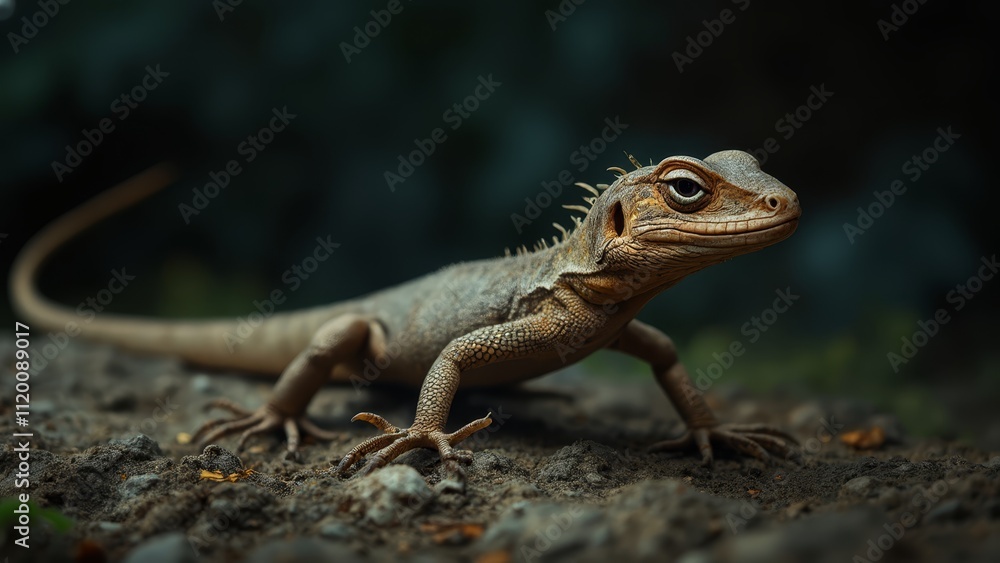 A small lizard sitting on top of a dirt ground A small lizard sitting on top of a dirt ground