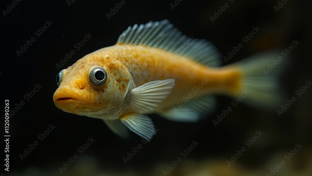 A close up of a goldfish swimming in an aquarium A close up of a goldfish swimming in an aquarium