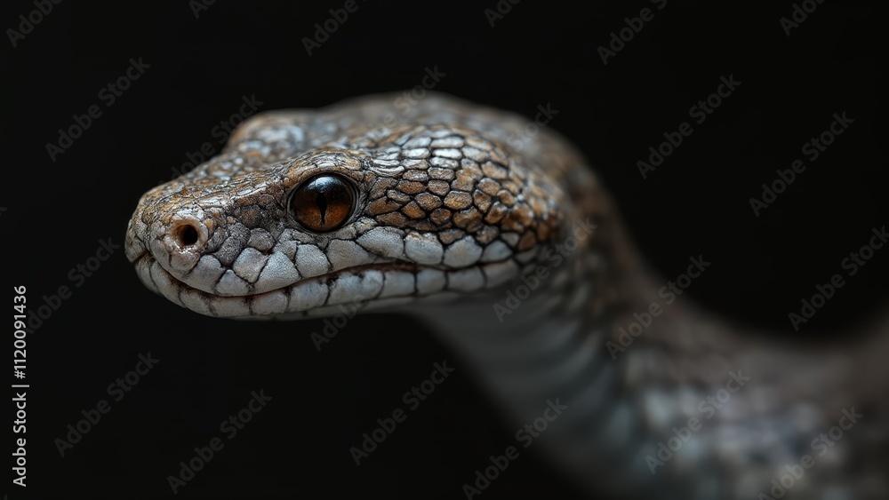 A close up of a snake on a black background A close up of a snake on a black background