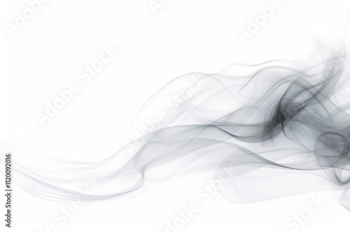 Voluminous cloud of smoke with a dynamic swirling motion, isolated on white background