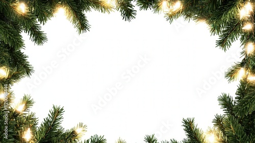 Wallpaper Mural A seamless decorative border design with green coniferous branches and twinkling garlands of Christmas lights Torontodigital.ca