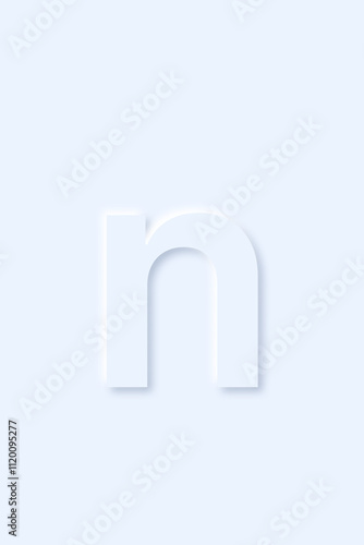 lowercase English letter n in light blue color