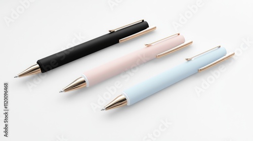 Three Elegant Pens in Black Pink and Blue Hues