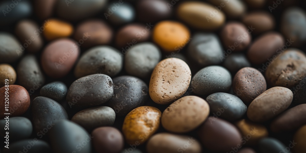 Natural pebbles in earthy and muted tones close-up Natural pebbles in earthy and muted tones close-up