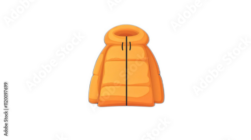 Obraz na płótnie Cartoon Style Orange Puffy Jacket with Hood and Zipper Detail w salonie