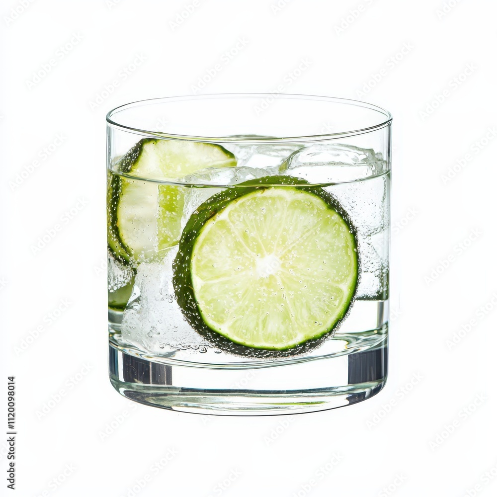A refreshing glass of sparkling water with ice and lime slices, ideal for a cool drink on a warm day. A refreshing glass of sparkling water with ice and lime slices, ideal for a cool drink on a warm day.