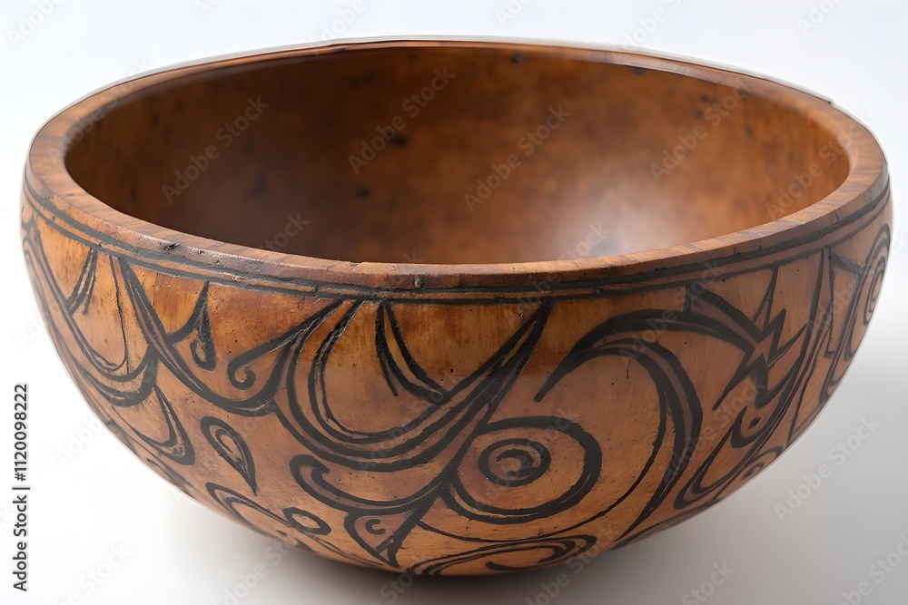 Artisanal Carved Wooden Bowl with Organic Flow Pattern in Rich Brown for Natural Decor Artisanal Carved Wooden Bowl with Organic Flow Pattern in Rich Brown for Natural Decor