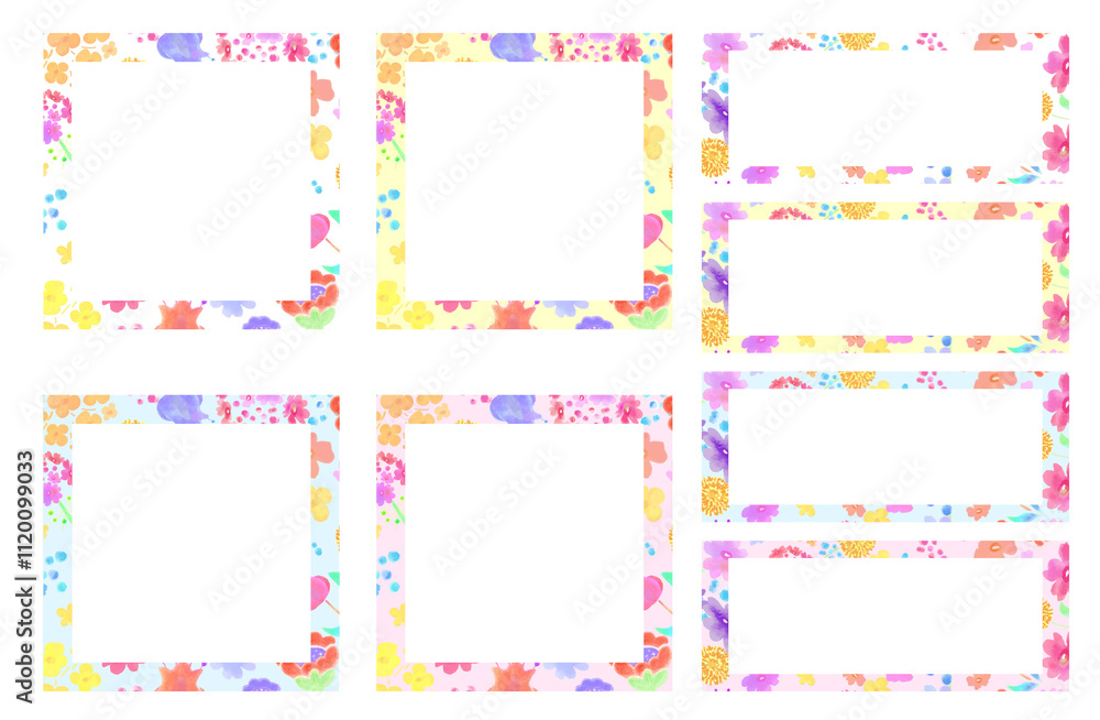 春らしい花柄の囲み素材 春らしい花柄の囲み素材