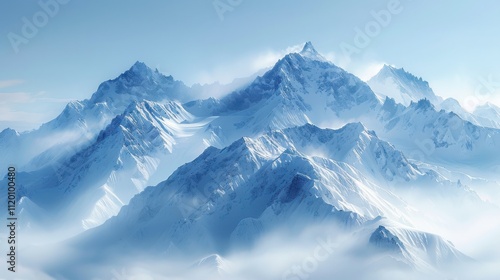 Wallpaper Mural Majestic Mountain Range Over Misty Valley at Sunrise Torontodigital.ca