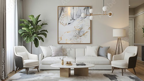 interior design mockup Discovering new artistic visions and embracing the beauty of abstract expressionism Marble Luxe Soft white silver gold charcoal Collage